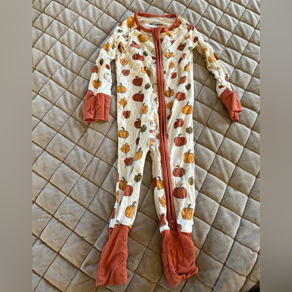 Little One Shop Pumpkin Print Kids Zippy Romper